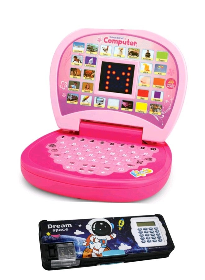 Manos Laptop Computer Learning and pencilbox Cartoon Print Educational Toy for Kids Combo Pack - Image 2